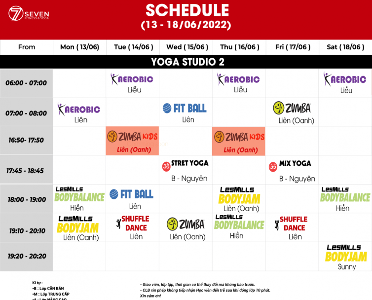 Lịch tập GROUPX tại 7gym.vn